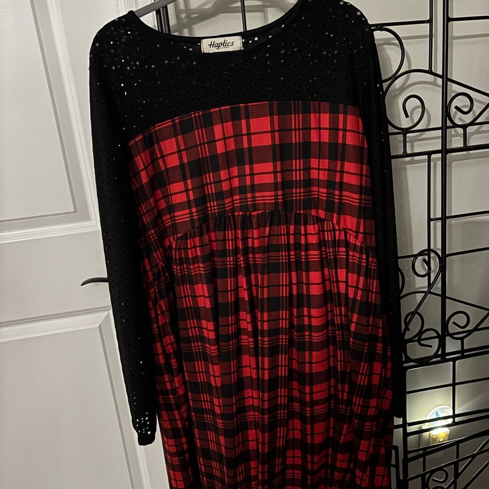 Haptics Red and Black Plaid Women's Dress